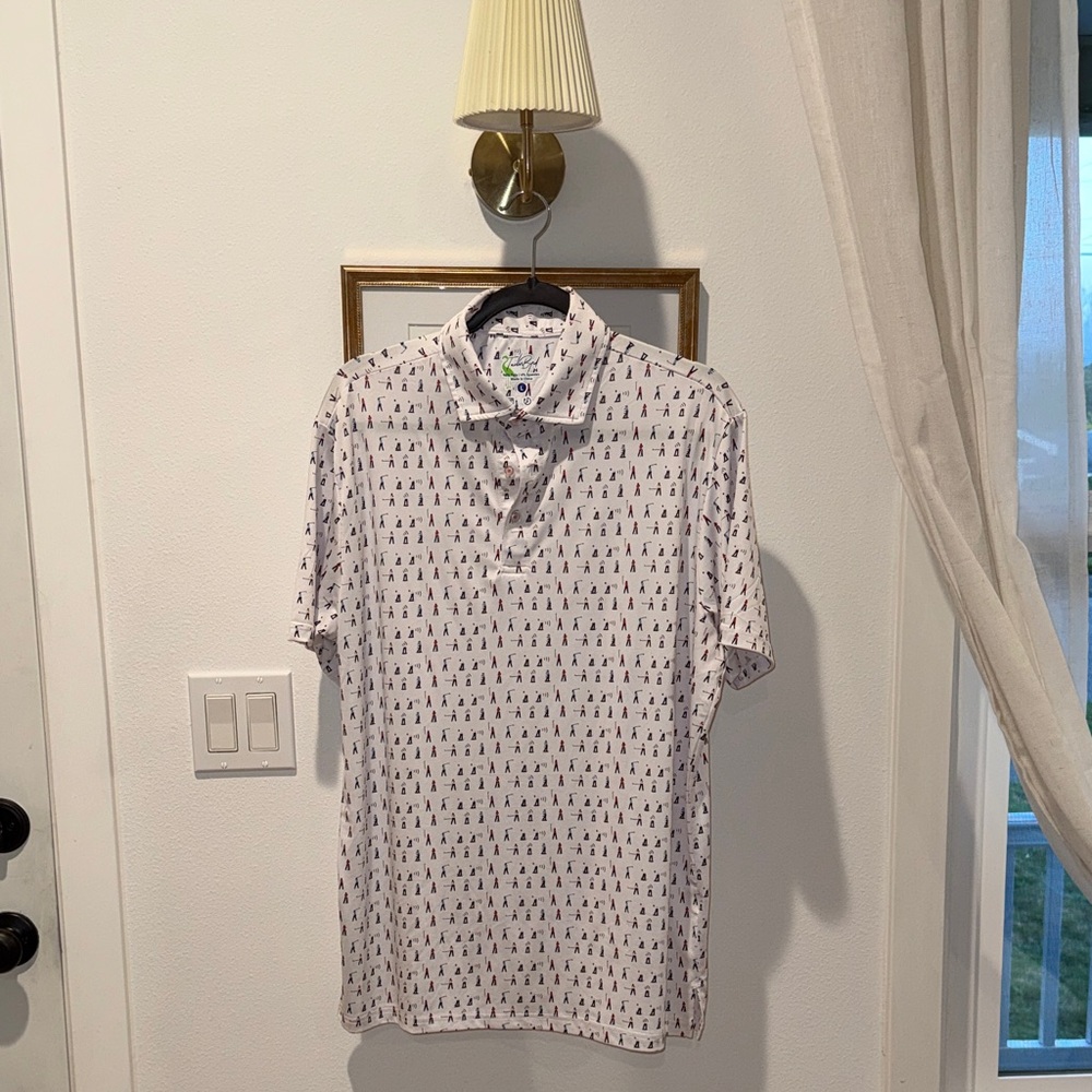 Tailorbyrd White Polo with Navy Micro Print